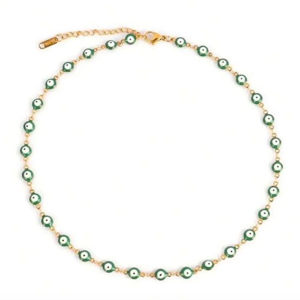 Green evil eye Necklace #2228
